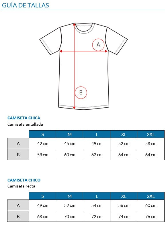 Guía de tallas de la camiseta de Irati