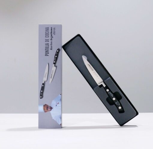 NUEVO pack! Cuchillo puntilla negra con la firma de Karlos Arguiñano serigrafiada y libro PERRETXIKO el oro blanco de los vascos - Imagen 2